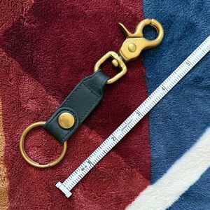 Coach Black Leather Key Ring with Brass Hardware